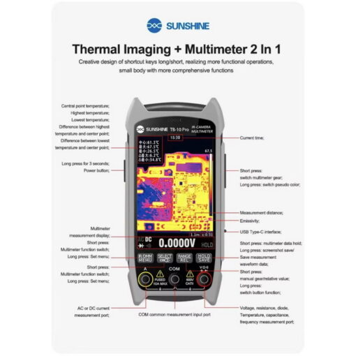 مولتی متر دیجیتال با دوربین حرارتی SUNSHINE TB-10 PRO - تصویر 10