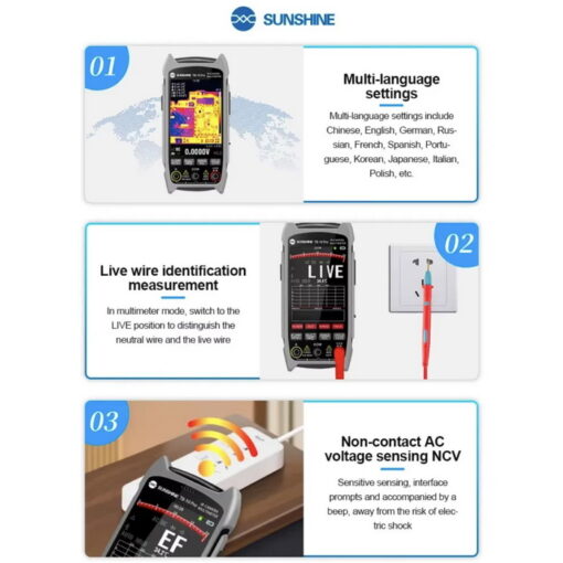 مولتی متر دیجیتال با دوربین حرارتی SUNSHINE TB-10 PRO - تصویر 11