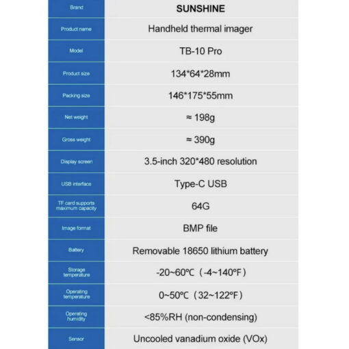 مولتی متر دیجیتال با دوربین حرارتی SUNSHINE TB-10 PRO - تصویر 13