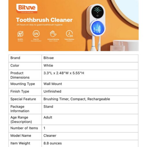 جامسواکی و ضدعفونی کننده هوشمند مسواک BITVAE X122 - Image 8
