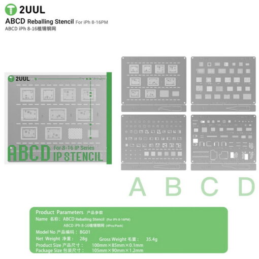 ست شابلون همه کاره ریبال آیفون 2UUL BG01 ABCD (IP 8-16) - تصویر 6