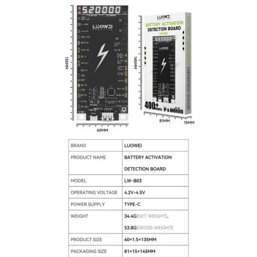 Alternative view of کیت تست و شوک باطری LUOWEI LW-B03